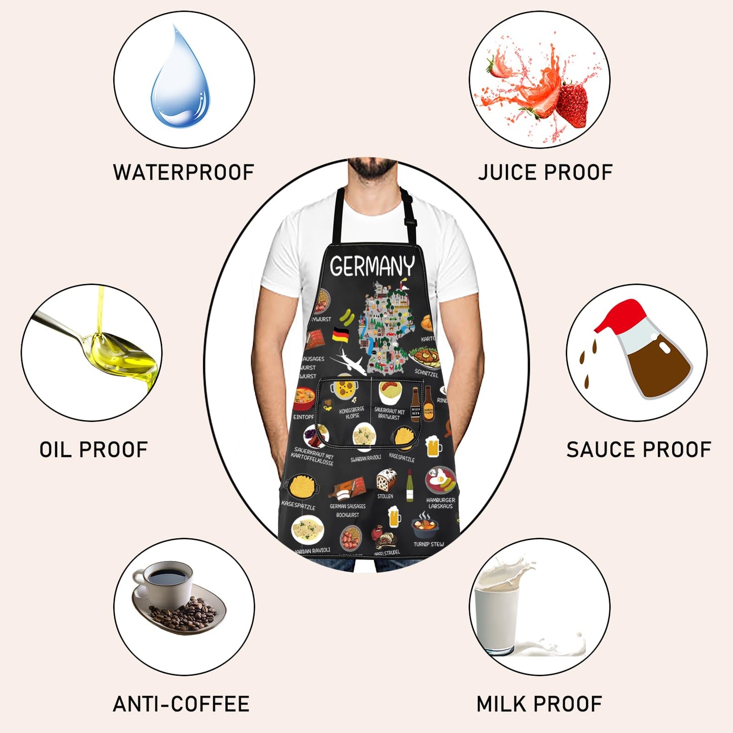 Germany Country Map Europe Cuisine Lover Kitchen Apron Mom Dad BFF German Food Cooking Travel Apron