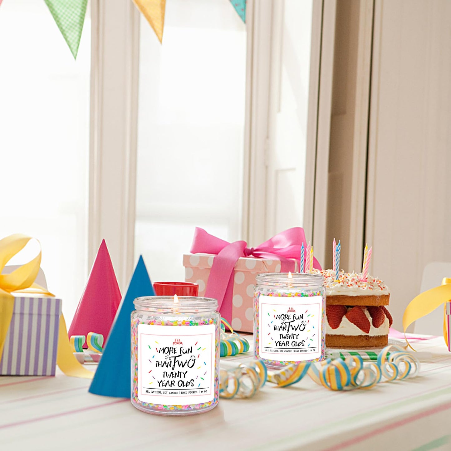 Homsolver 40th Birthday Gifts for Women, Perfect Ideas Birthday Decorations Candle Gift for Mom, Friends, Wife, Sister, Vanilla Cream Scent Handmade Aromatherapy Candles