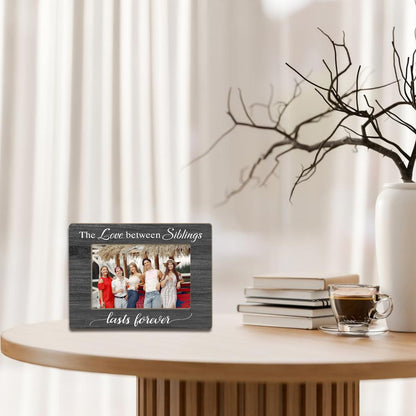 Siblings Picture Frame 4x6, Family Wooden Photo Frame with Wooden Stand, Gifts for Sister Brother Family, Home Office Tabletop Display Decorations - A15