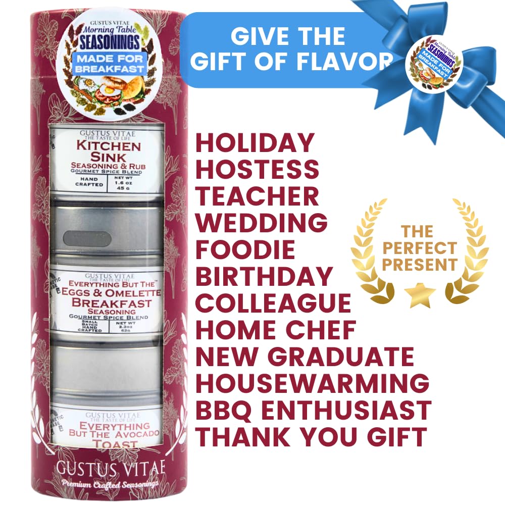 Made for Breakfast: The Morning Table Seasonings | Gift Packaged Set of 3 Spice Blends | All Natural, Non GMO | Gourmet Infused Spice & Herb Blends | Small Batch, Hand Made | Made in USA | No Artificial Ingredients, Authentic Breakfast Flavors | GLP-1...