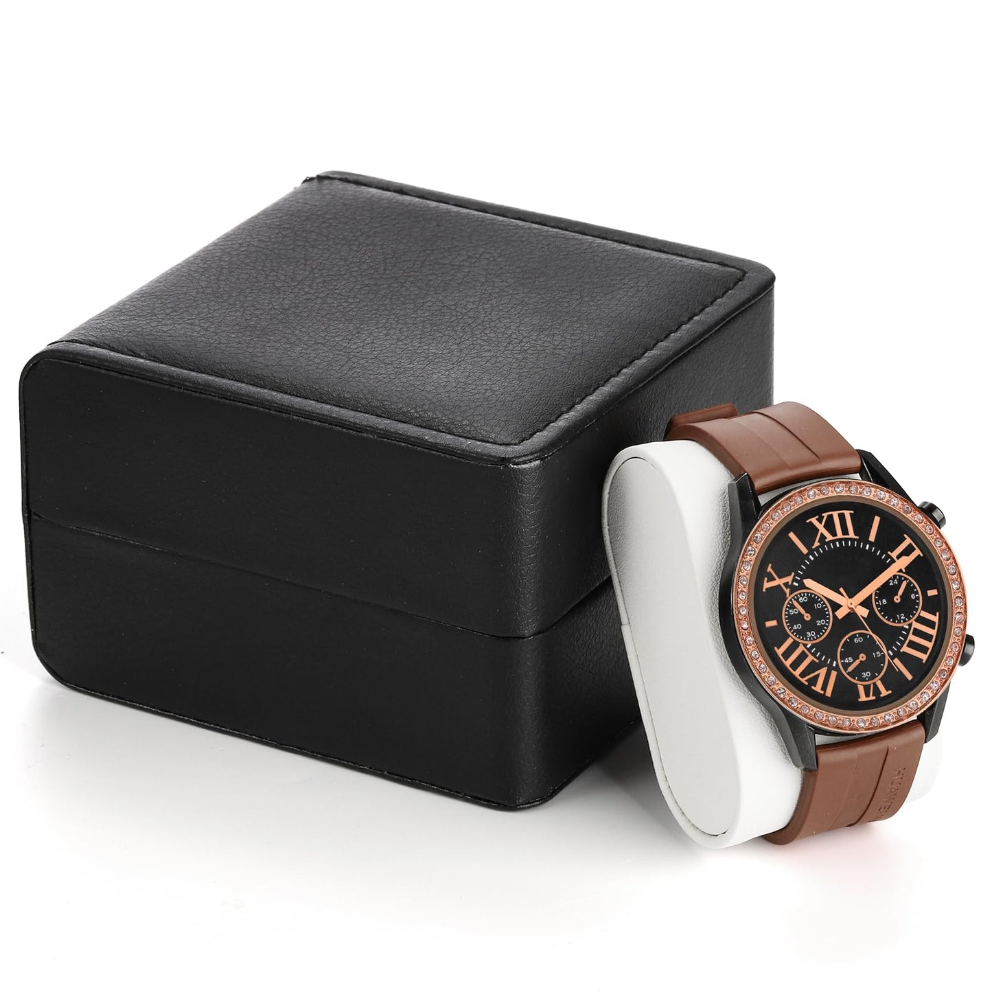 Noamus 6 Pack PU Leather Watch Gift Box, Single Watch Storage Case with Removable Pillow, Portable Black Wristwatch Display Box, Premium Luxury Travel Pocket Watch Case for Men and Women