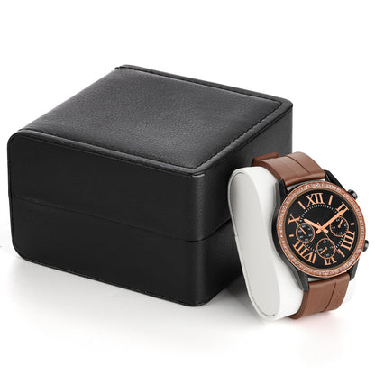 Noamus 6 Pack PU Leather Watch Gift Box, Single Watch Storage Case with Removable Pillow, Portable Black Wristwatch Display Box, Premium Luxury Travel Pocket Watch Case for Men and Women