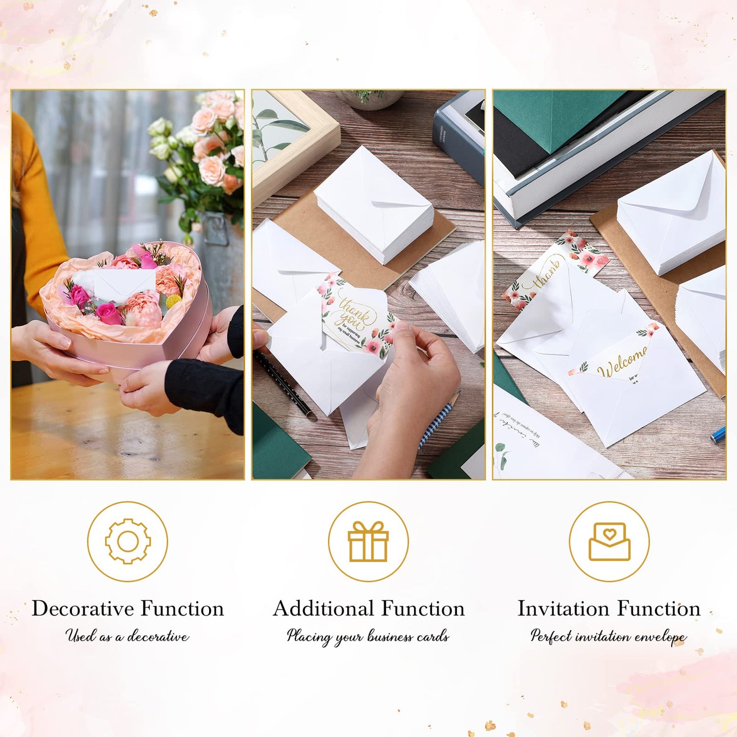 Yahenda 200 Count White Mini Gift Card Envelopes Bulk Wedding Pocket Small Business Paper Envelopes Gift Card Sleeves Greeting Tiny Pocket 4 x 2.7 Inch for Graduation Engagement Birthdays Banquets