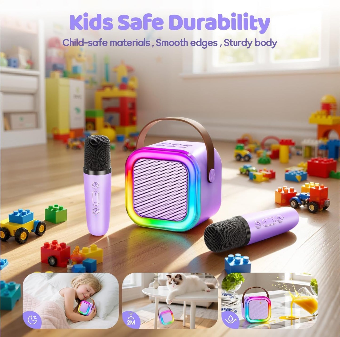 IROO Mini Karaoke Machine for Kids, 2026 TOP Toys Birthday Gifts Ideas for Girls Ages 4, 5, 6, 7, 8, 9, 10, 12+ Years Old, Portable MP3 Player with 2 Wireless Mics for Family Home Party