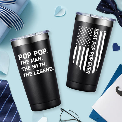 BIRGILT Pop Pop Gifts from Grandkids - Poppop Fathers Day Gift - Best Poppop Ever Gifts for Birthday, Christmas - Pop Pop Tumbler 20oz