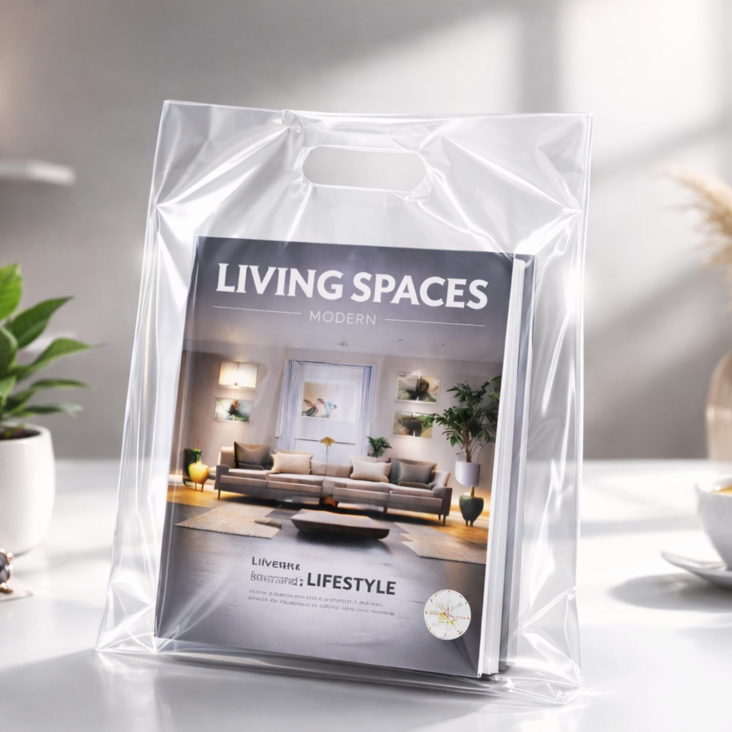 Infinite Pack 100 Clear Plastic Merchandise Bags with Handles 12"x15" | 1.25Mil Thick Glossy Retail Shopping Bags for Small Business Boutique Bag Clear Gift Bags for Shopping, Clothing and Trade Show