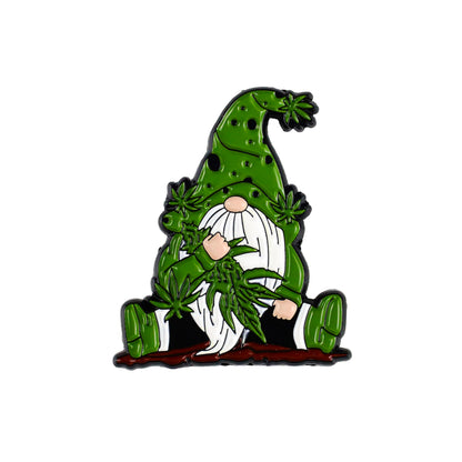 Stoner Gnome Enamel Pin, Marijuana Leaf Pin Brooch, 420 Friendly Gift For Weed Lover Cannabis Smoker, Stoner Life Lapel Badge, Pot Humor Brooches, Weed Garden Gnome Meme Accessories
