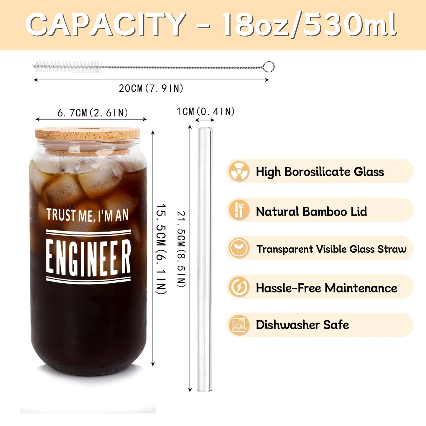 ANOTION Engineer Mug Engineer Gifts for Him - Valentines Day Gifts For Him Gag Gifts Cute Glass Cups Gifts for Engineers Gifts for Men Birthday Gifts Unique Gifts for Him