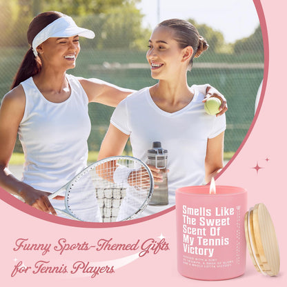 Tennis Gifts for Women, Lavender Scented Candle, Cool Gifts for Tennis Lovers/Girl/Coach/Player/Friend, Funny Tennis-Themed Gift for Mothers Day Birthday, Tennis Party Decorations,Pink(10oz)