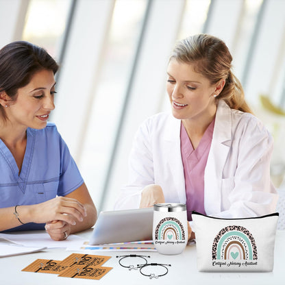 Maxcheck 16 Pcs Cna Week Gifts Set Include Tumbler Cosmetic Bag Keychain Bracelets and Cards for Cna Rn Nursing Student Graduation Office Essentials Nurse Week Appreciation Gift