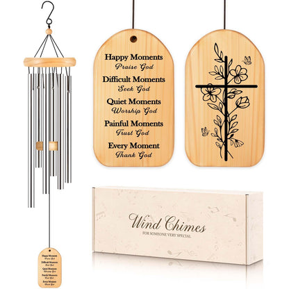Christian Gifts for Women Men, Inspirational Religious Gifts for Women Faith, Christian Wind Chimes with Bible Verse, 25.5 inch, Birthday Sympathy, Encouragement Spiritual Gift Ideas