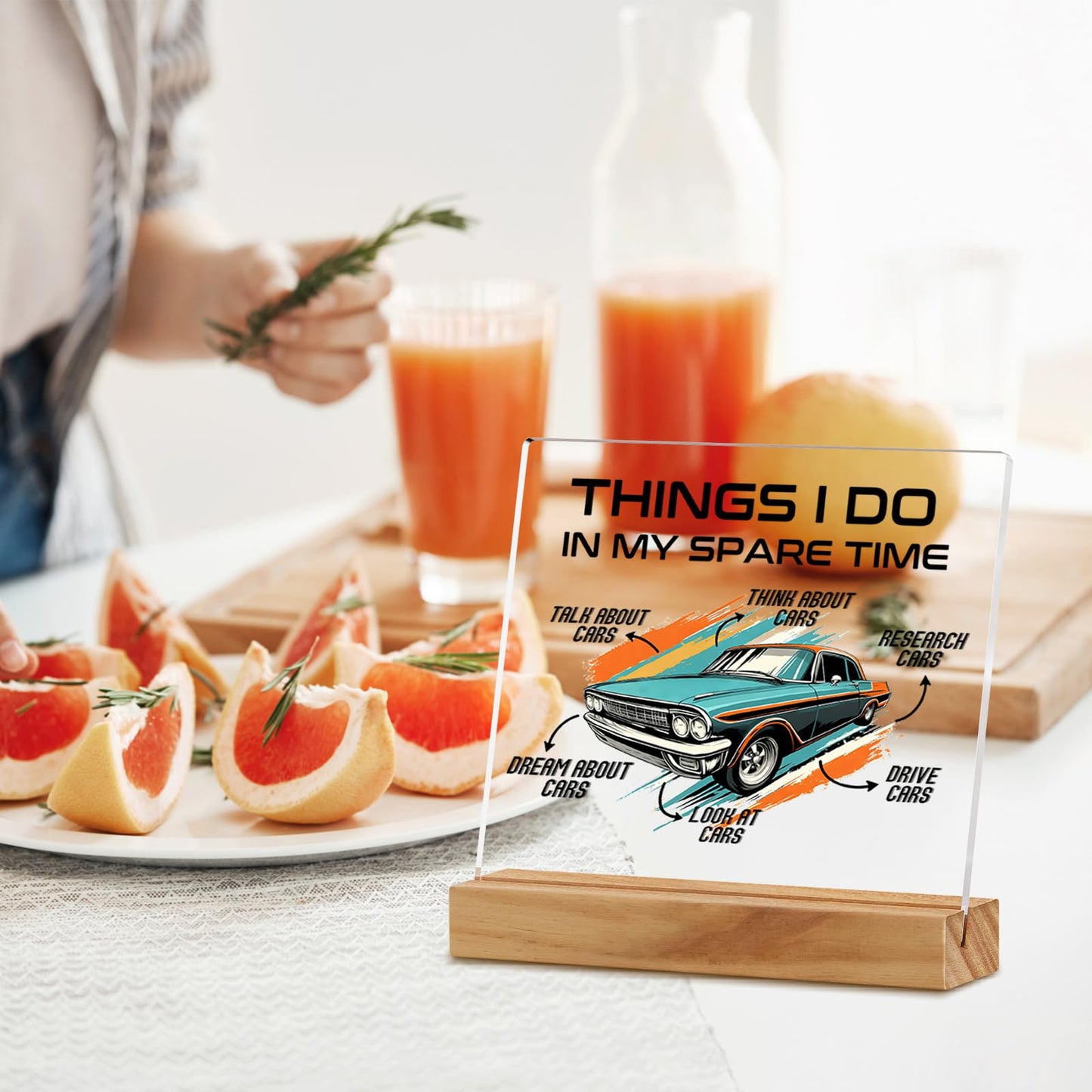 Gifts for Car Guys, Car Lovers Gifts for Men New Drivers Boyfriend Dad Husband, Things I Do In My Spare Time Acrylic Plaque Sign Home Office Desk Decor