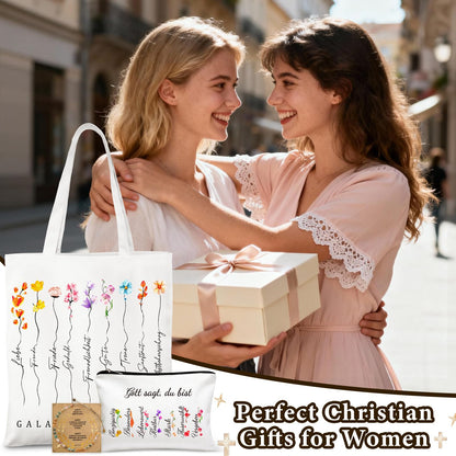 TUZELIYA Christian Gifts for Women, Cross Bracelet & Bible Bags for Women Inspirational Gifts, 3 Pcs Faith Spiritual Christian Basket for Mom Sister Best Friend Coworker