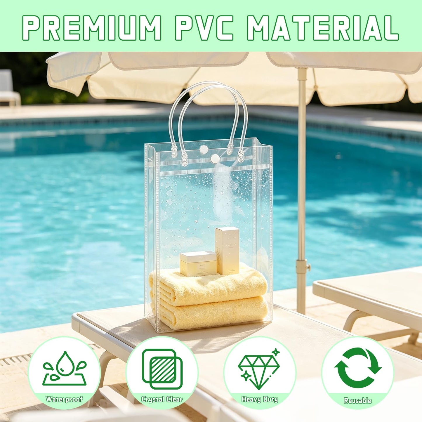 BadenBach 24 PCS Clear Gift Bags with Handles, 7.5 x 10.6 x 3.5 Inch Clear Plastic Party Favor Bag Transparent Goodie Tote Bag Gift Wrap Bags Bulk for Wedding Baby Shower Birthday Mother's Day