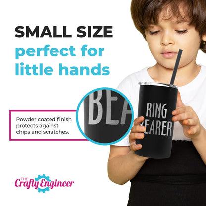 The Crafty Engineer Ring Bearer Tumbler with Straw - Unique Proposal Gift Boys - (Ring Bearer (Engraved))