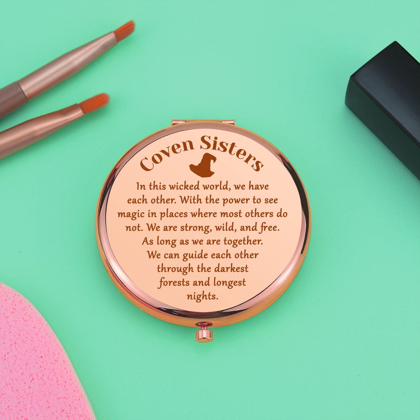 Witchy Gifts Witch Stuff Compact Makeup Mirror for Coven Sister Birthday Gifts for Witchcraft Lover Witchy Friend Gift Halloween Party Gift Folding Makeup Mirror for Girl Friends