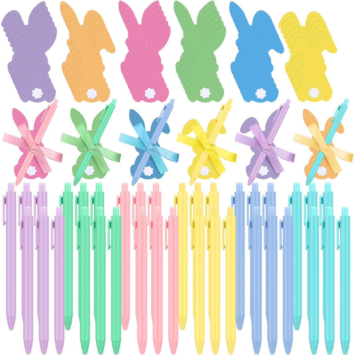 Tinlade 108 Pcs Easter Bunny Sticky Notes with Pens Ribbons Bulk Pastel Easter Gifts Rabbit Notepad Mini Memo Pads for Coworker Teacher Office Spring Party Favors Basket Stuffer Goodie Bags Fillers