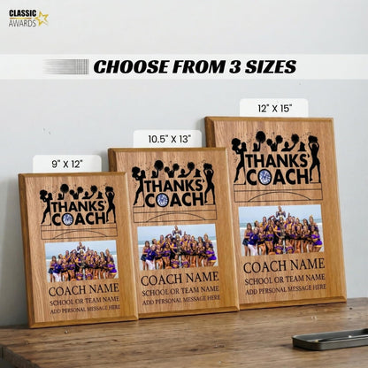 Personalized Coach Plaque - Custom Award with Name, Team Picture & Year - Coach Gift for Appreciation, Retirement, Soccer, Football, Baseball, Cheer (Cheerleading, 9" X 12")