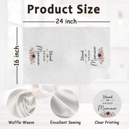 Mamaw Gifts Kitchen Towel and Dish Towel, Blessed to Be Called Mamaw Hand Dish Tea Towels for Kitchen Bathroom, Grandma Floral Hand Towels, Mothers Day Birthday Gifts for Grandma, 16x24 Inch