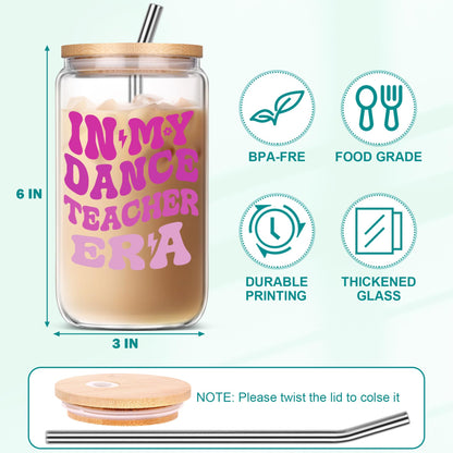 Dance Teachers Gifts for Women - Appreciation Gifts for Dance Teacher, Dance Instructor Gift, Dancing Master, Thank You Gifts Thanksgiving Christmas Gifts for Dance Teacher, 16 Oz Coffee Glass