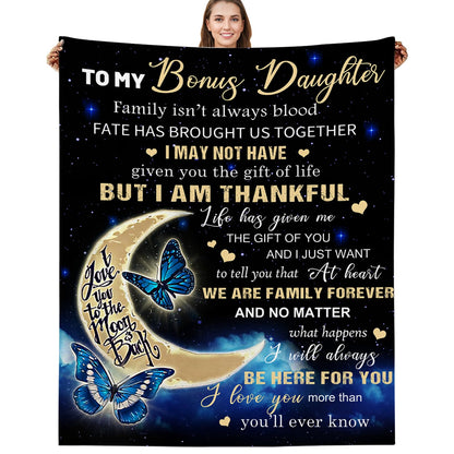 Bonus Daughter Gifts, Step Daughter Gifts from Stepmom Stepdad, Birthday Graduation Wedding Gifts for Bonus Daughters, Gift for Step Daughter, to My Bonus Daughter Throw Blanket 60"x50"