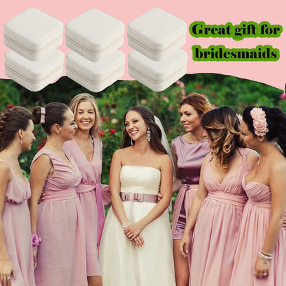 Travel Jewelry Case Bridesmaid Gifts Box,6 Pack Small Jewelry Box Mini Jewelry Organizer,PU Leather Portable Earring Storage Box for Women Girls Bridesmaid Proposal Gifts