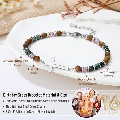 TONY & SANDY Christian Cross Bracelet for Women, Graduation Gifts for Teens Kids Girls, Confirmation Baptism Gifts, Unique Gift for Friends Daughter Mom Sister in Christ Birthday Christmas