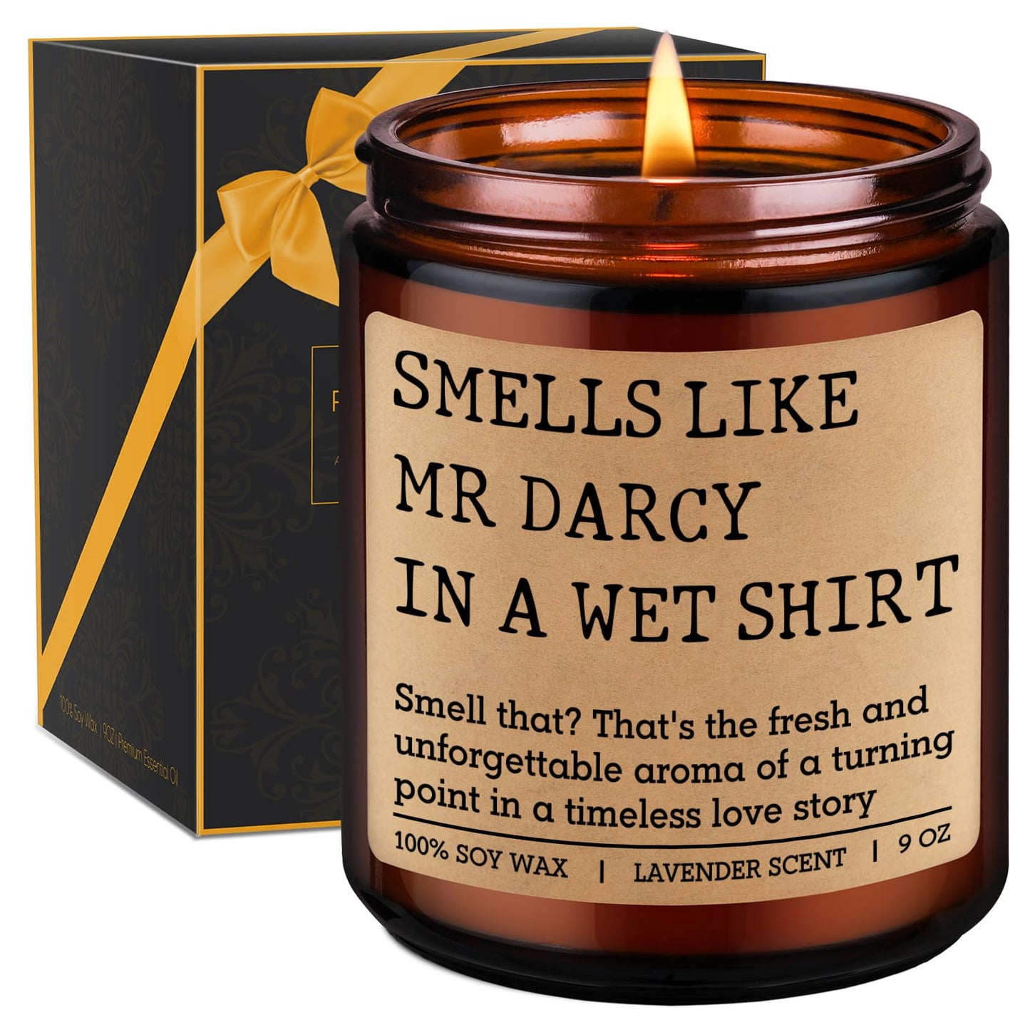 GSPY Mr Darcy Candle - Pride and Prejudice Gifts for Women, Men - Bookish, Reading, Literary, Book Lovers Gifts for Jane Austen Fans - Funny Mothers Day, Birthday Decor for Readers, Bookworm, Nerd