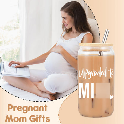 Fairy's Gift New Mom 16 oz Glass Cup w/Lid Straw, Funny New Mom Gifts for Women, Mothers Day, Birthday, Postpartum, Pregnancy Gifts for Expecting Mommy, Pregnant Women, Mother to Be, First Time Mommy