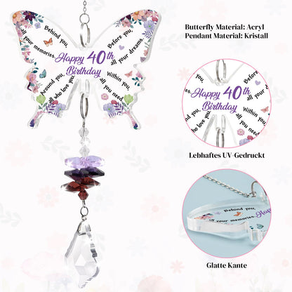 Funnli 40th Birthday Gifts for Women, 40th Birthday Decorations for Woman Crystal Suncatcher, 40 Year Old Bday Gift for Friends Sister Mom Grandma Window Hangings Home Decoration