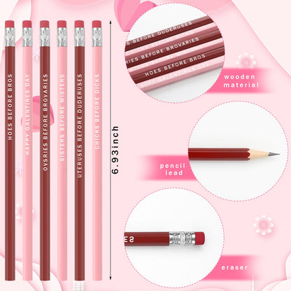 Harloon 36 Pcs Galentines Funny Pencil Bulk Happy Galentine's Day Party Favors Exchange Gift Red and Pink Wood Sayings Pencils with Erasers for Girlfriend Women Coworker Employee, 2 Colors