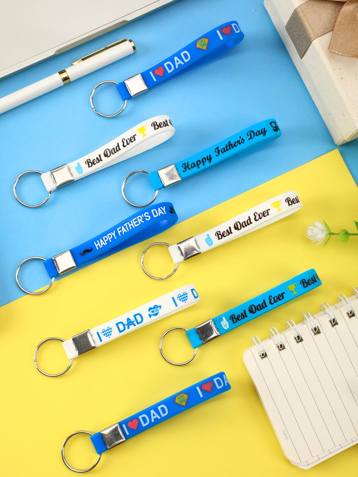 36 PCS Happy Father’s Day Keychains, BestDad Ever Party Supplies 6 Styles Silicone Wristbands Keyrings Fathers Day Keychain Bulk Stuffers Fillers Fathers Day Party Favors Birthday Gift