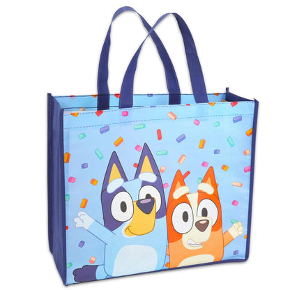 Bluey Tote Bag Set - Accessories Bundle with 3 Bluey Reusable Grocery Bags with Stickers, More | Tote Bag Set