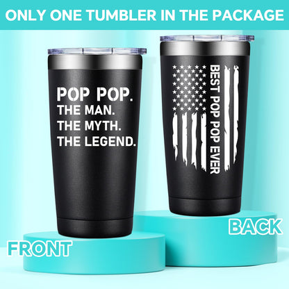 BIRGILT Pop Pop Gifts from Grandkids - Poppop Fathers Day Gift - Best Poppop Ever Gifts for Birthday, Christmas - Pop Pop Tumbler 20oz