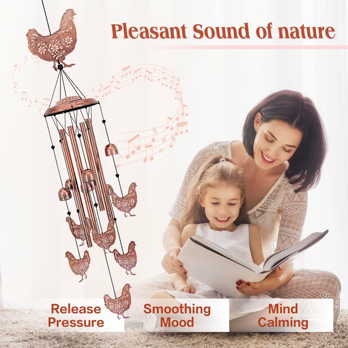 Chicken Wind Chimes for Outside,Chicken Gifts for Women/Men/Sympathy/Memorial Gifts/Birthday Festival Metal windchimes Outdoors/Indoors,Patio,Garden Decor,Home,Yard