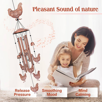 Chicken Wind Chimes for Outside,Chicken Gifts for Women/Men/Sympathy/Memorial Gifts/Birthday Festival Metal windchimes Outdoors/Indoors,Patio,Garden Decor,Home,Yard