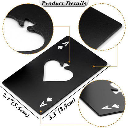 Wine Bottle Opener Stainless Steel Credit Card Size Casino Beer Bottle Opener Cap Opener for Your Wallet Wedding Party Groomsmen Bridesmaid Gifts 6 Pcs (Black)