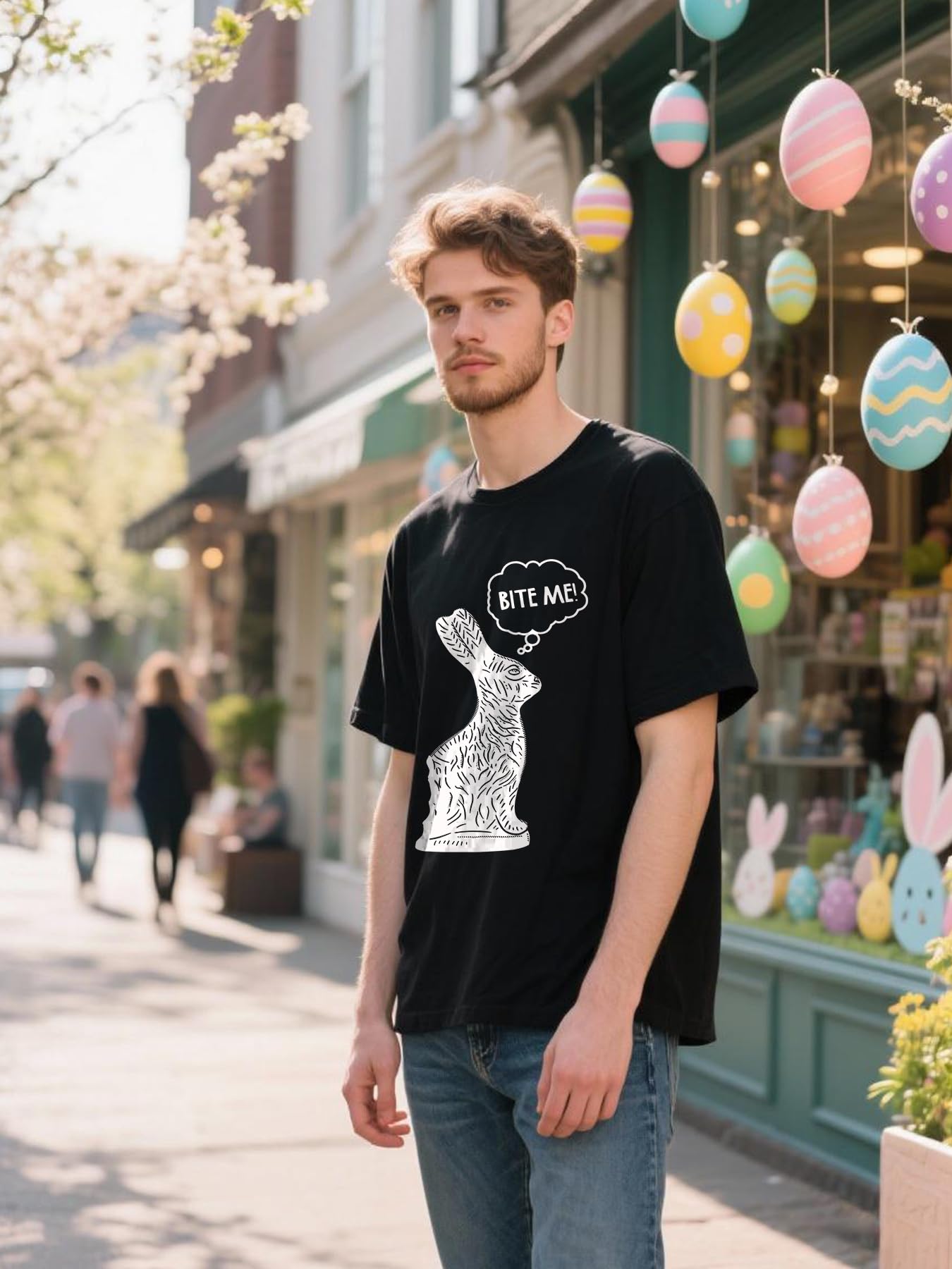 Easter Shirts for Women Floral Bunny Graphic T Shirt Cute Easter Eggs Spring Casual Short Sleeve Tee