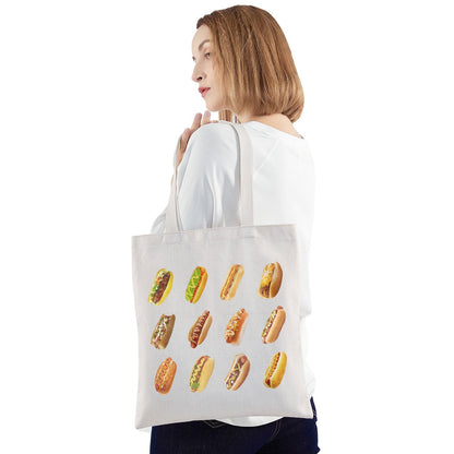 JNIAP Hot Dog Tote Bag Hot Dog Lover Gifts Hot Dog Shoulder Bag Hot Dog BunLover Hot Dog Squad Gifts