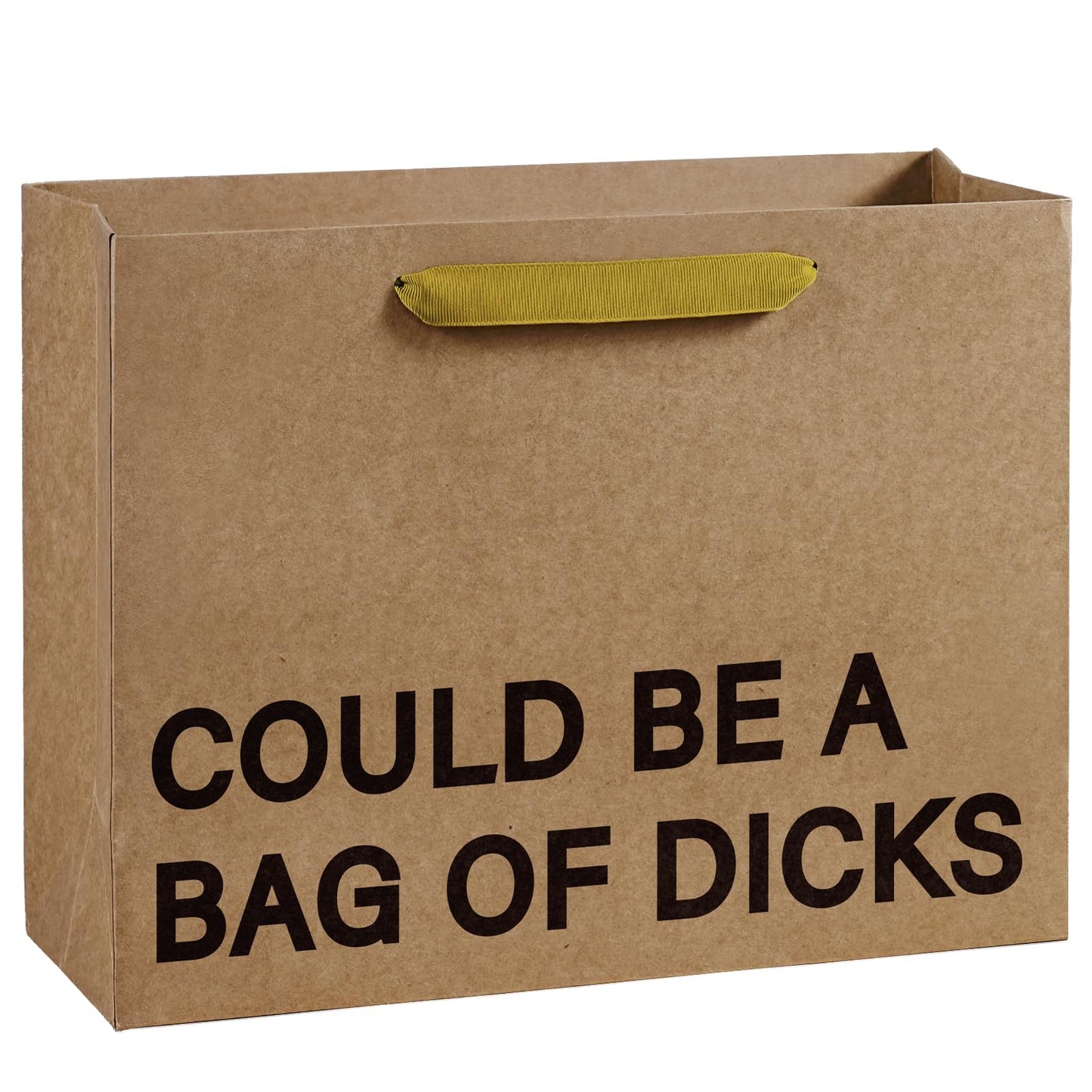 WRAPAHOLIC 13" Large Funny Birthday Kraft Paper Gift Bag - Could Be a Bag of Dicks Design Paper Bags for Friends Birthday and Valentine's Day