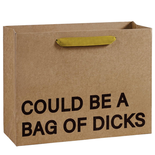 WRAPAHOLIC 13" Large Funny Birthday Kraft Paper Gift Bag - Could Be a Bag of Dicks Design Paper Bags for Friends Birthday and Valentine's Day