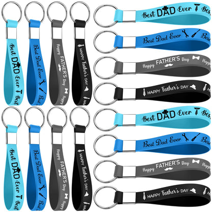 Konohan 100 Pcs Fathers Day Keychains Gifts Bulk Father's Day Church Gifts Silicone Wristbands Keychains for Dad Grandpa Men Appreciation Gift
