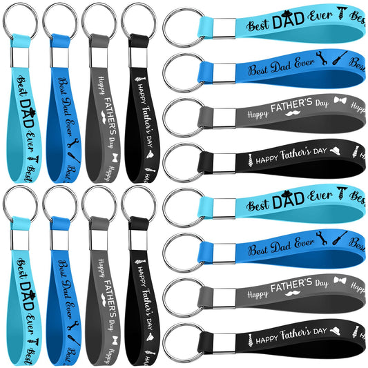 Konohan 100 Pcs Fathers Day Keychains Gifts Bulk Father's Day Church Gifts Silicone Wristbands Keychains for Dad Grandpa Men Appreciation Gift