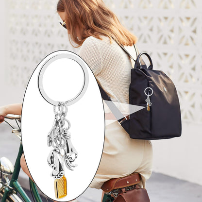 10Pcs Manicure Keychain Alloy Nail Polish Manicure Tool Hands and Feet Charm Keyrings for Manicurist Nail Stylist Nail Technician Gifts or Beauty Lovers