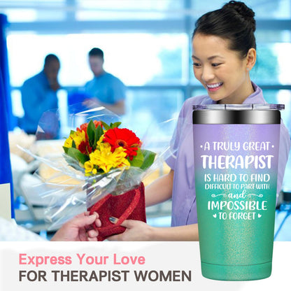 Grifarny Therapist Gifts Mental Health - Physical Therapists Gifts for Women - Christmas, Therapy Gift for Therapists - A Great Therapist is Hard to Find Tumbler Cup 20oz