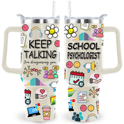 School Psychologist Gifts Teacher Gifts School Psychologist Insulated Tumbler Cup Teachers Appreciation Gift For Women Men 40 Oz Teacher Travel Mug With Straw And Handle