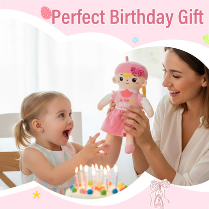 My First Girl Doll Gift - Soft Pricess Doll with Gold Hair for Year Old Baby Girl Sister Girl's Birthday Christmas Newborn Plush Gift for Toddler 12 Inch