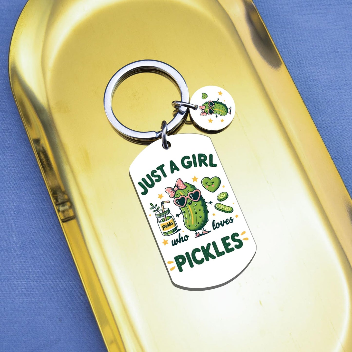 Pickle Gifts for Pickle Lovers Funny Birthday Gifts for Women Just A Girl Who Loves Pickles Keychains Cute Birthday Christmas Thanksgiving Halloween Gag Gift for Woman Accessory