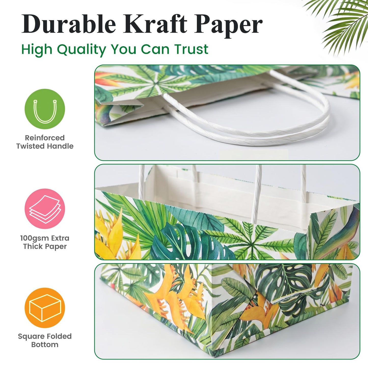 VGOODALL 24 Pack Party Favor Bags with Handles, 5.5" x 2.8" x 8" Hawaii Luau Goodie Treat Bags for Aloha Festival Beach Theme Birthdays Pool Parties Bulk Gift Packaging Supplies