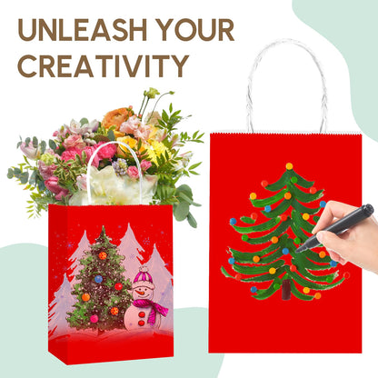 Qioxiou 60 Pack Red Gift Bags with Handles Small Size Bulk 5.91x3.15x8.27 Kraft Paper Gift Bags, Small Red Paper Sacks for Shopping, Business, Retail Merchandise Grocery, Wedding Birthday Party Favor